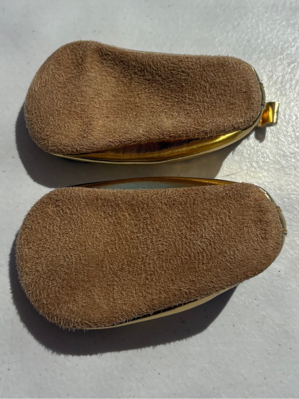 Baby Girl Metallic Gold Ballet Shoes with Black Bow - Picture 4 of 6